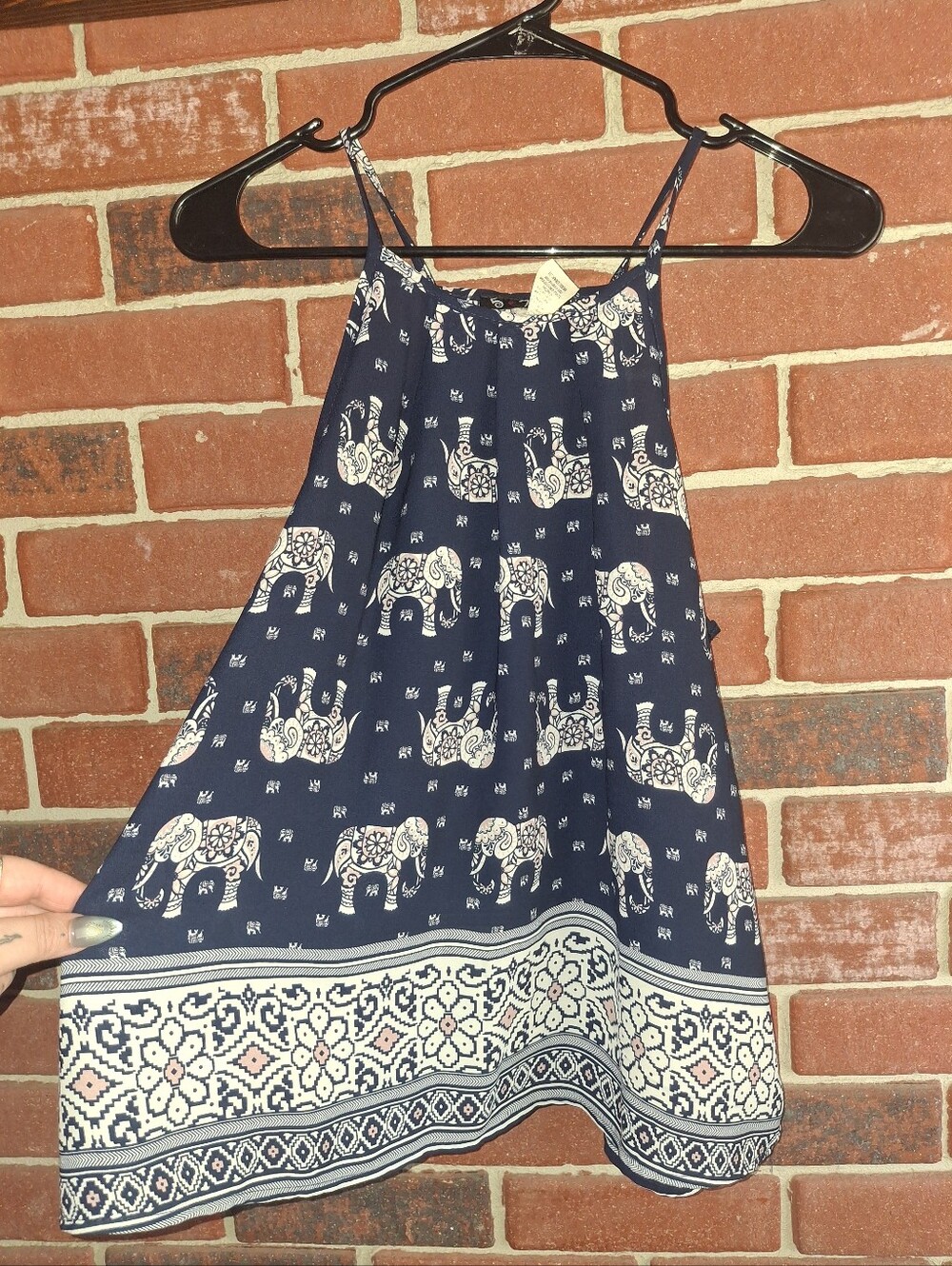 Navy Elephant Print Halter Top